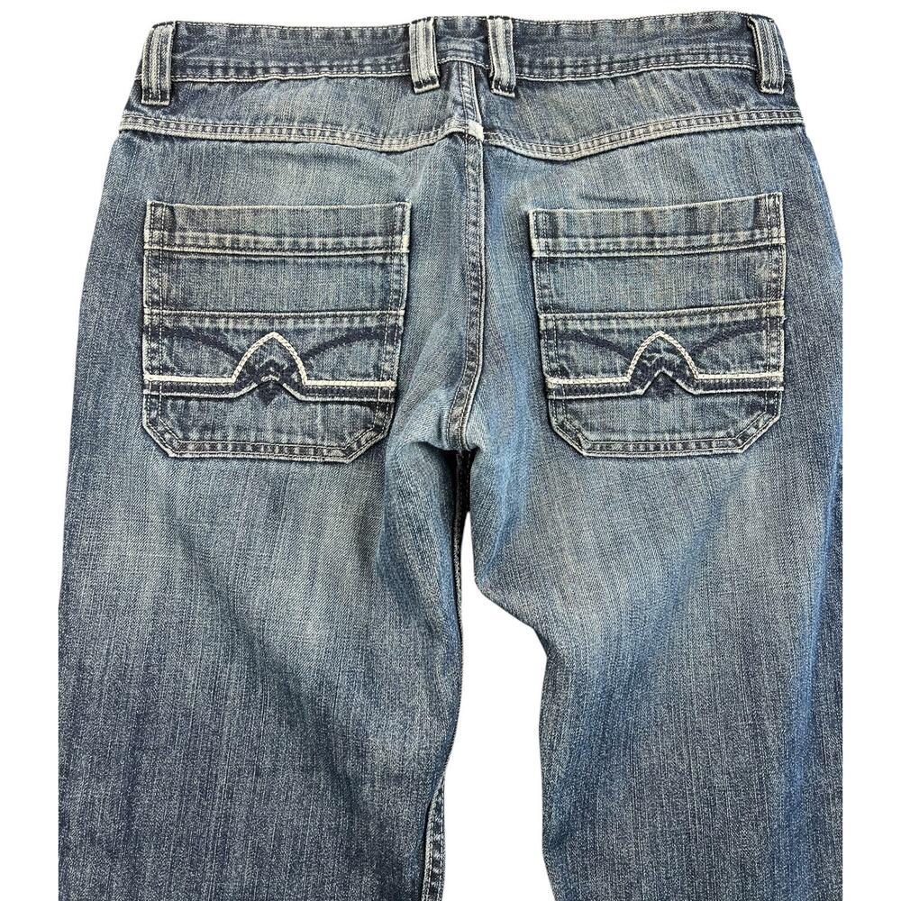 Men’s Low Rise Straight Leg Jeans Medium Wash Decorative Zip Unbranded W36 L31
